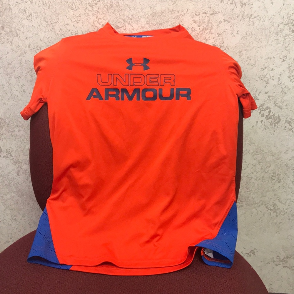 Orange and blue under armor shirt